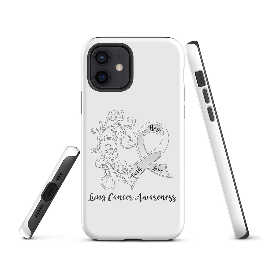 Lung Cancer Awareness Heart Tough case for iPhone® (Several Models Available)(NON-RETURNABLE)