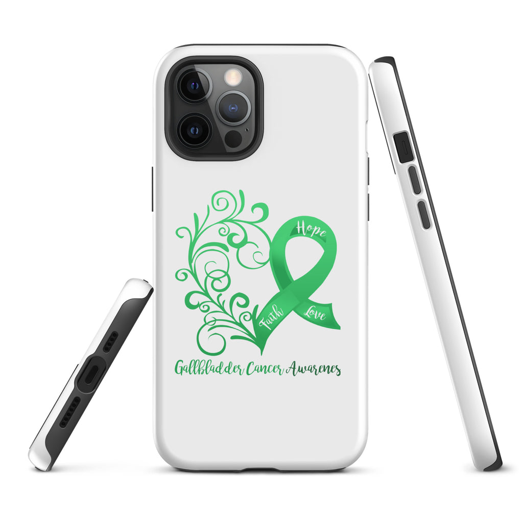 Gallbladder Cancer Awareness Heart Tough Case for iPhone® (Several Models Available)(NON-RETURNABLE)