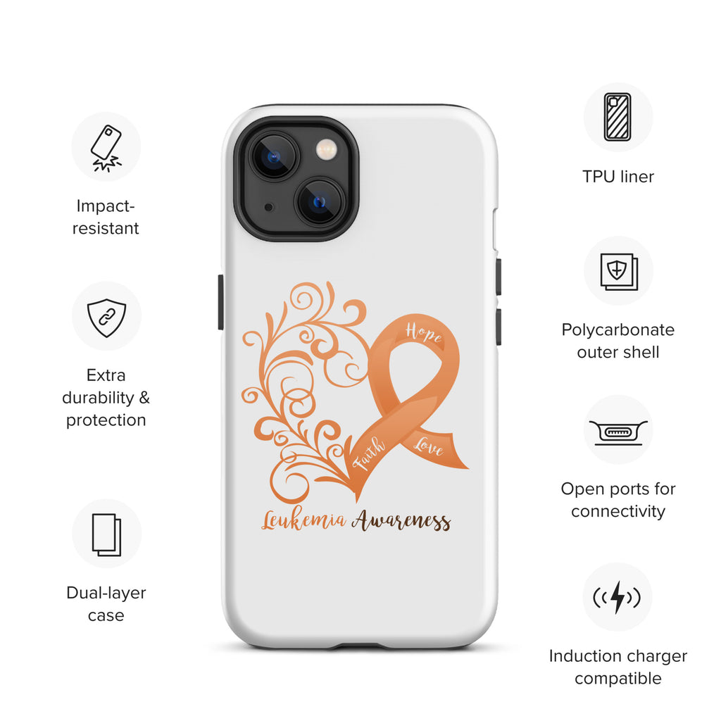 Leukemia Awareness Heart Tough Case for iPhone® (Several Models Available)(NON-RETURNABLE)