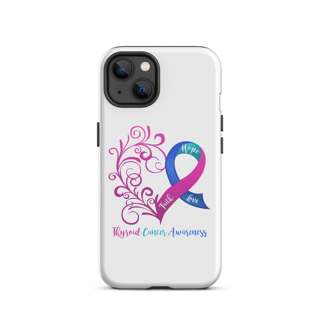 Thyroid Cancer Awareness Heart Tough Case for iPhone® (Several Models Available)(NON-RETURNABLE)