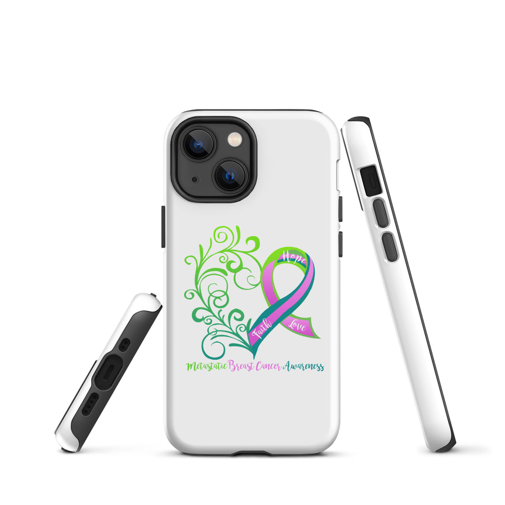 Metastatic Breast Cancer Awareness Heart Tough Case for iPhone® (Several Models Available)(NON-RETURNABLE)