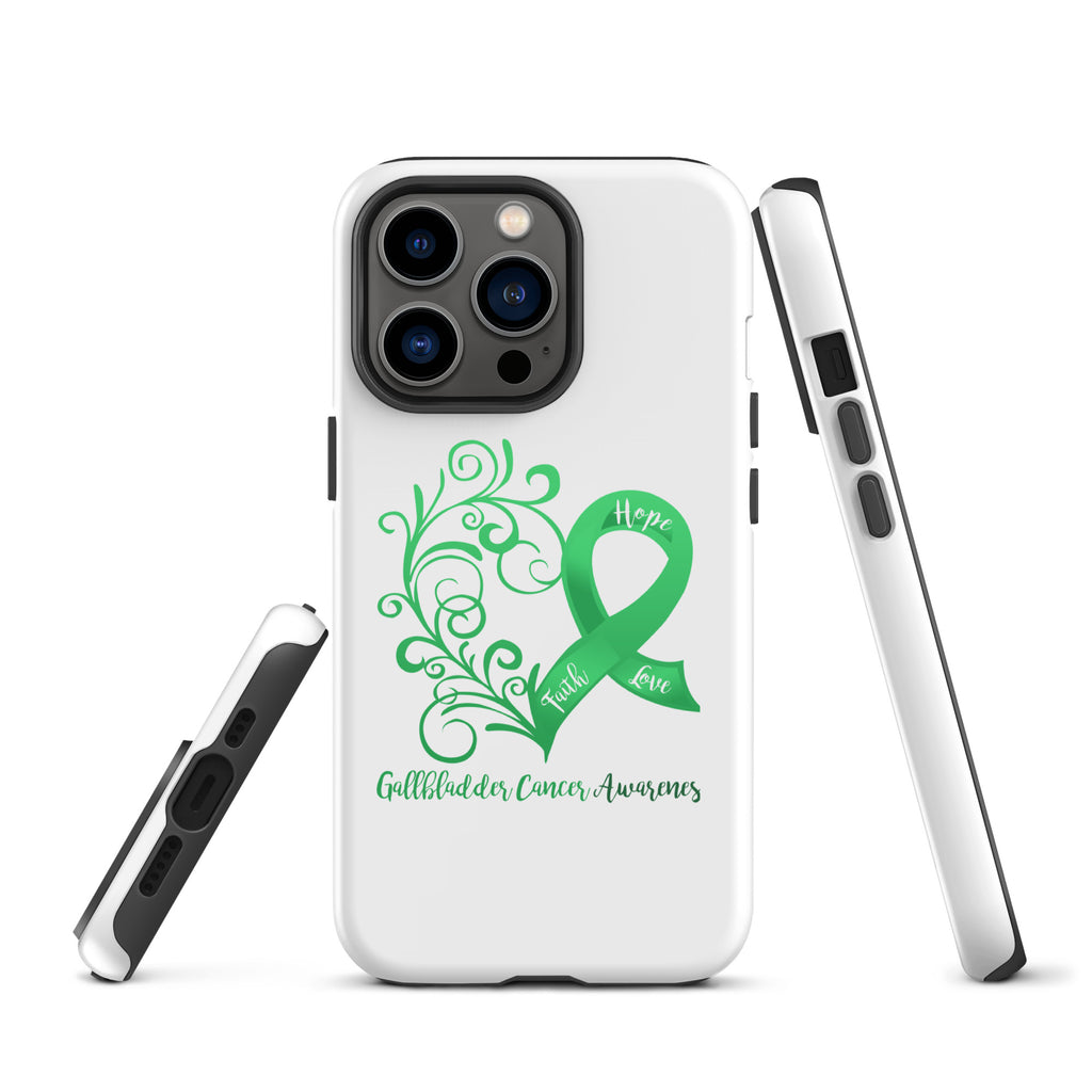 Gallbladder Cancer Awareness Heart Tough Case for iPhone® (Several Models Available)(NON-RETURNABLE)