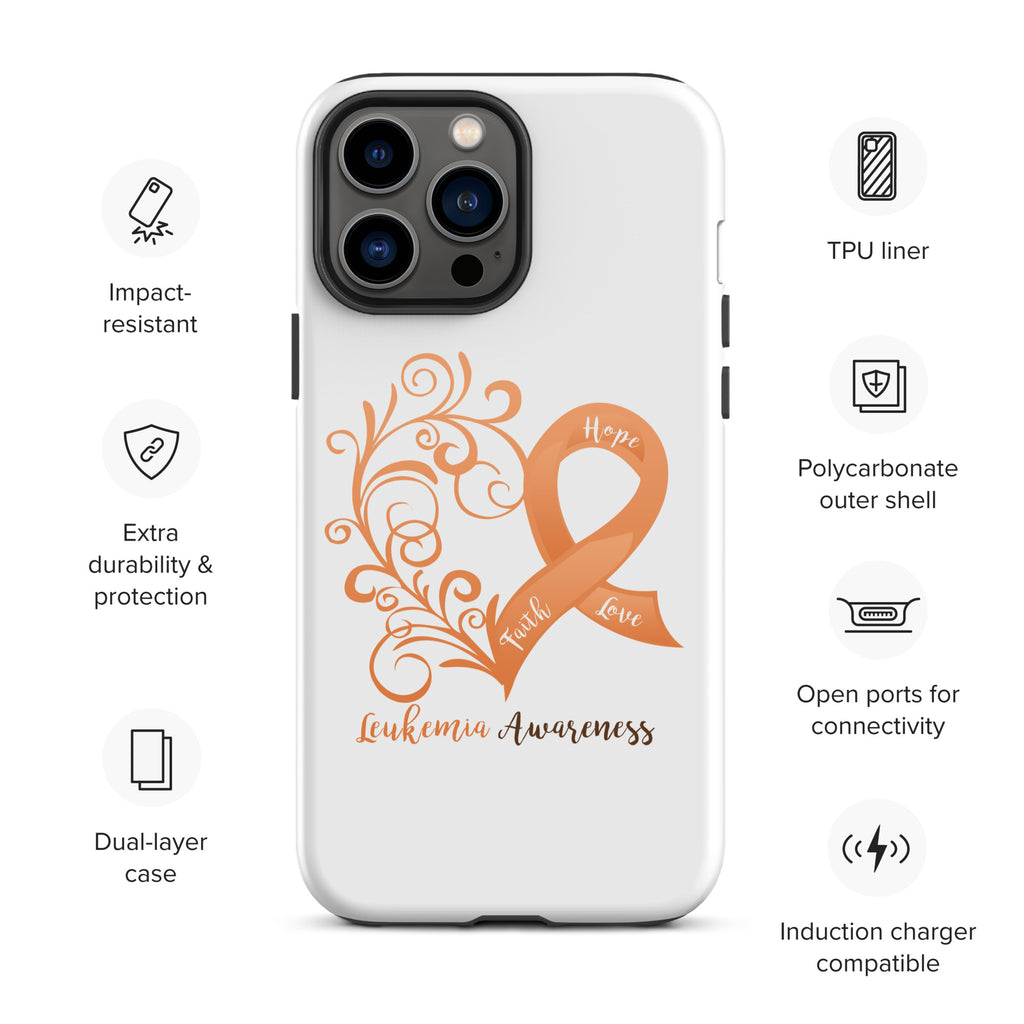 Leukemia Awareness Heart Tough Case for iPhone® (Several Models Available)(NON-RETURNABLE)