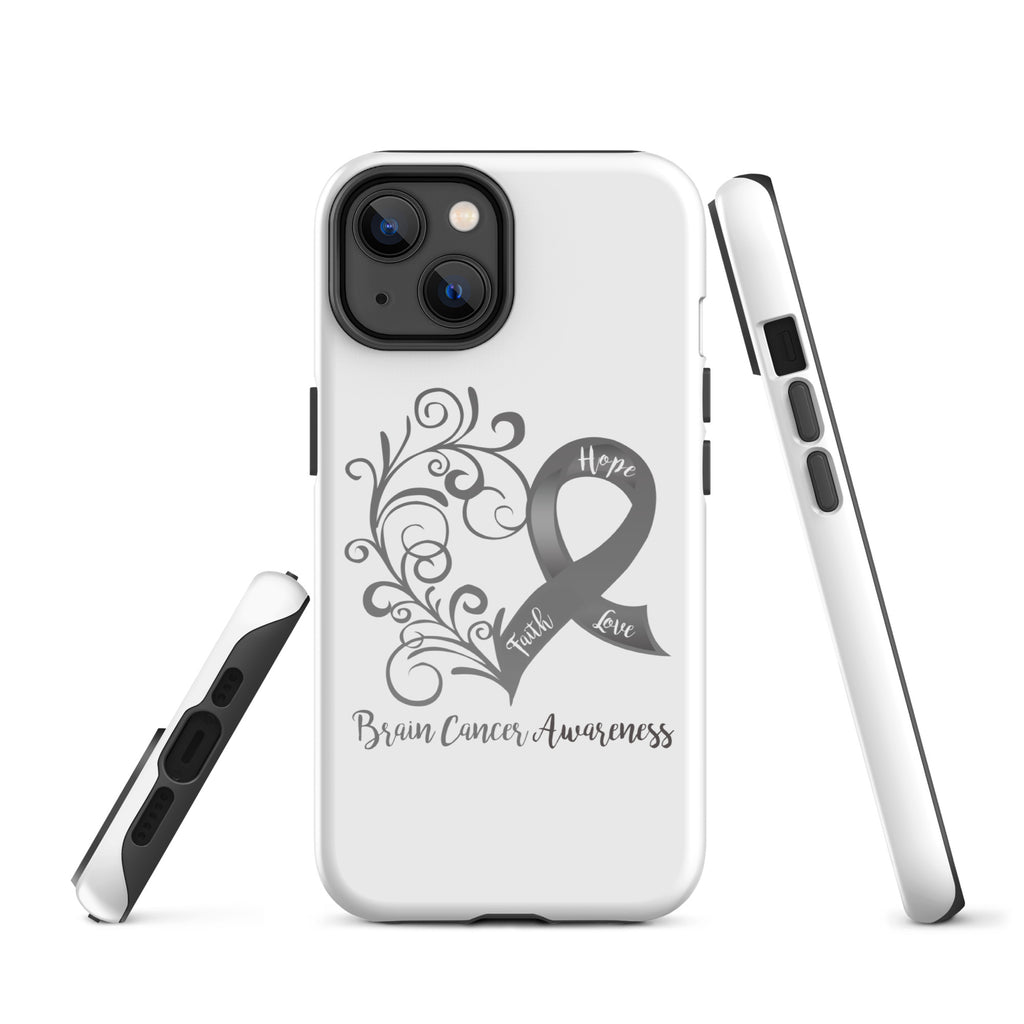 Brain Cancer Awareness Heart Tough Case for iPhone® (Several Models Available)(NON-RETURNABLE)