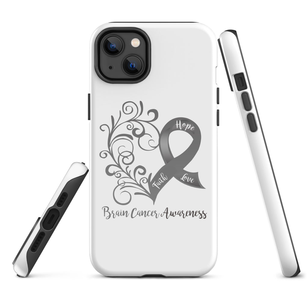 Brain Cancer Awareness Heart Tough Case for iPhone® (Several Models Available)(NON-RETURNABLE)