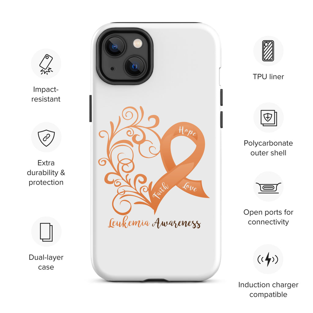 Leukemia Awareness Heart Tough Case for iPhone® (Several Models Available)(NON-RETURNABLE)