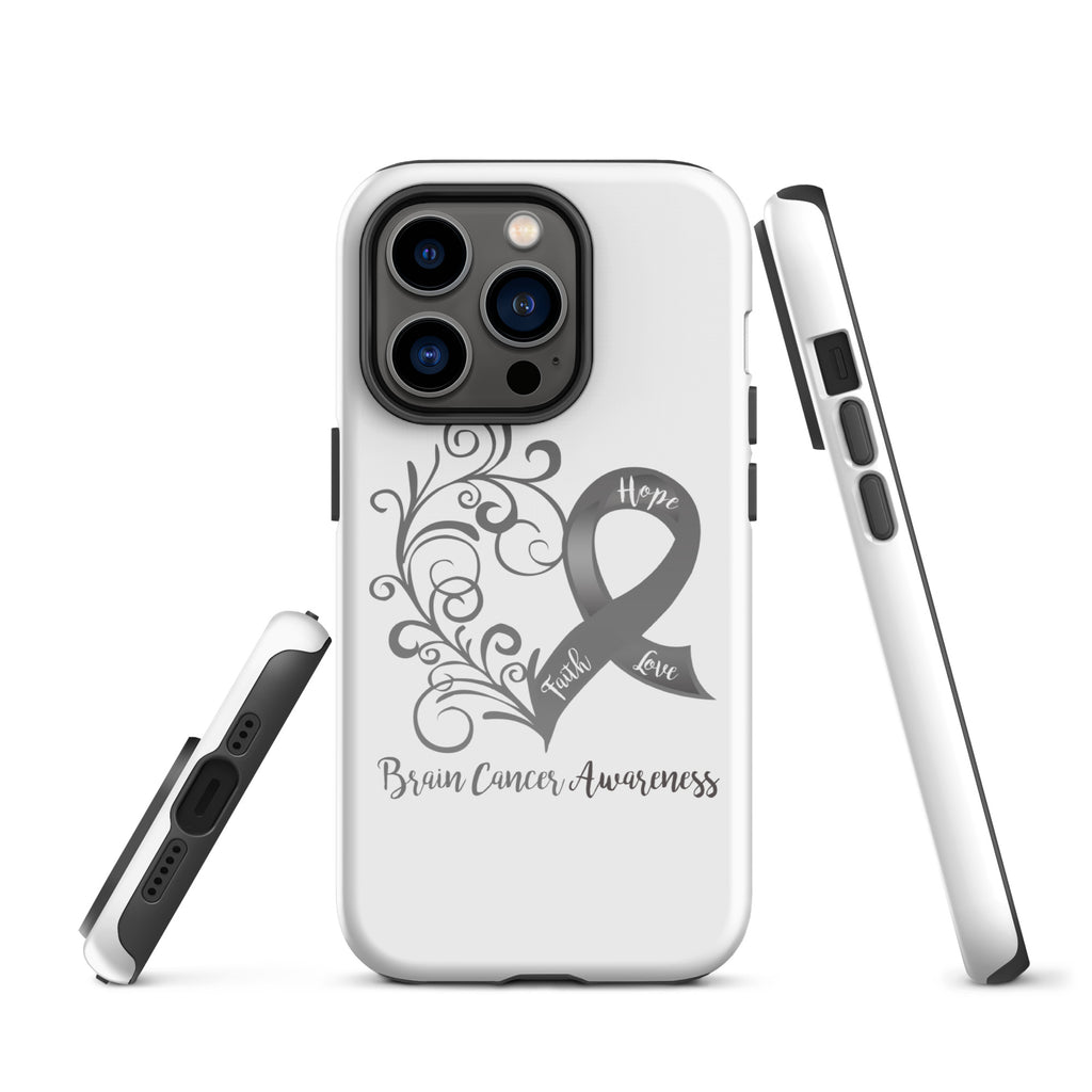 Brain Cancer Awareness Heart Tough Case for iPhone® (Several Models Available)(NON-RETURNABLE)