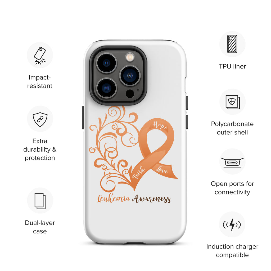 Leukemia Awareness Heart Tough Case for iPhone® (Several Models Available)(NON-RETURNABLE)