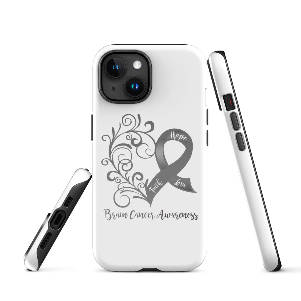 Brain Cancer Awareness Heart Tough Case for iPhone® (Several Models Available)(NON-RETURNABLE)