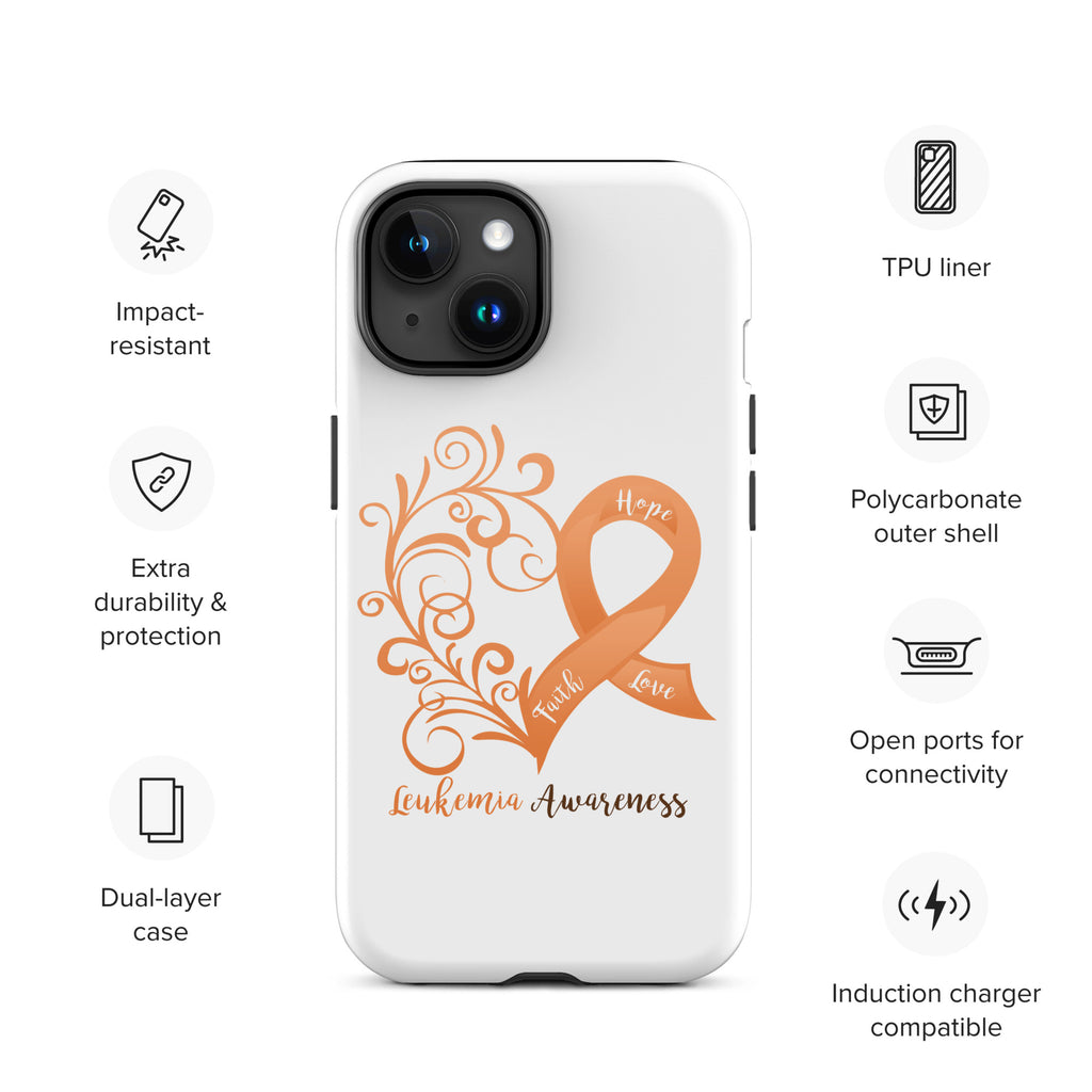 Leukemia Awareness Heart Tough Case for iPhone® (Several Models Available)(NON-RETURNABLE)