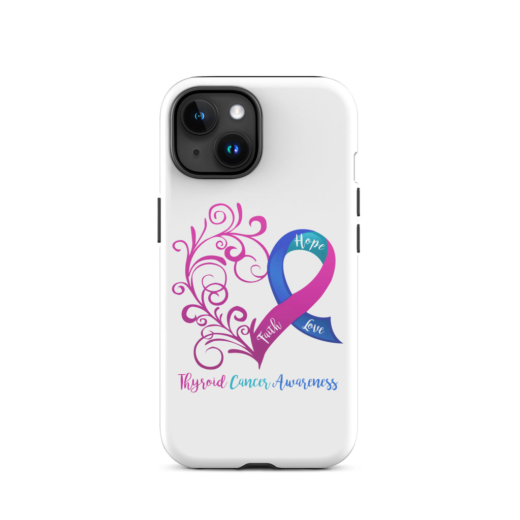 Thyroid Cancer Awareness Heart Tough Case for iPhone® (Several Models Available)(NON-RETURNABLE)