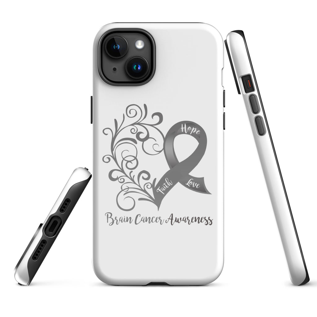 Brain Cancer Awareness Heart Tough Case for iPhone® (Several Models Available)(NON-RETURNABLE)