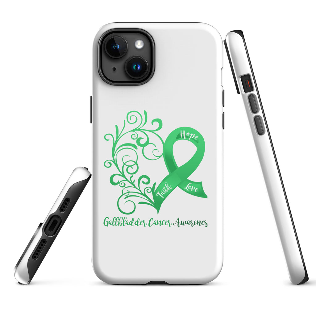 Gallbladder Cancer Awareness Heart Tough Case for iPhone® (Several Models Available)(NON-RETURNABLE)