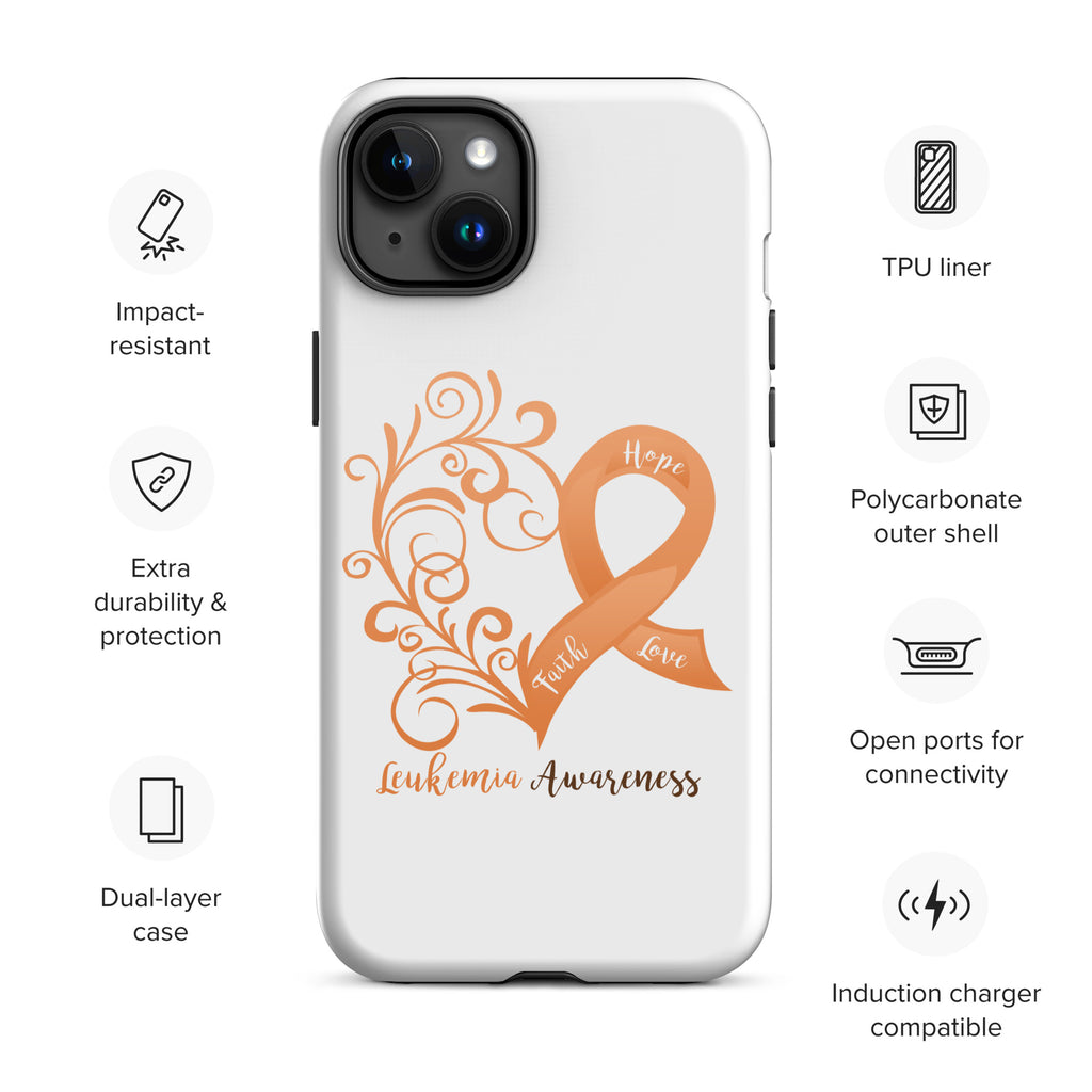 Leukemia Awareness Heart Tough Case for iPhone® (Several Models Available)(NON-RETURNABLE)