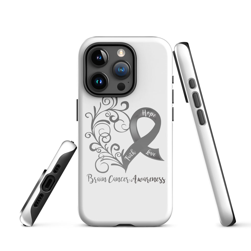 Brain Cancer Awareness Heart Tough Case for iPhone® (Several Models Available)(NON-RETURNABLE)