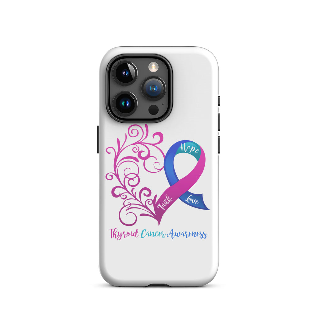 Thyroid Cancer Awareness Heart Tough Case for iPhone® (Several Models Available)(NON-RETURNABLE)