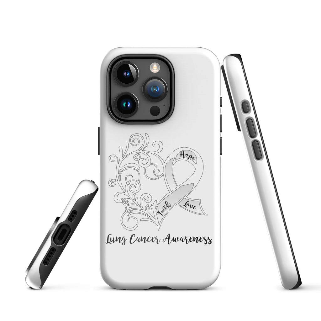 Lung Cancer Awareness Heart Tough case for iPhone® (Several Models Available)(NON-RETURNABLE)