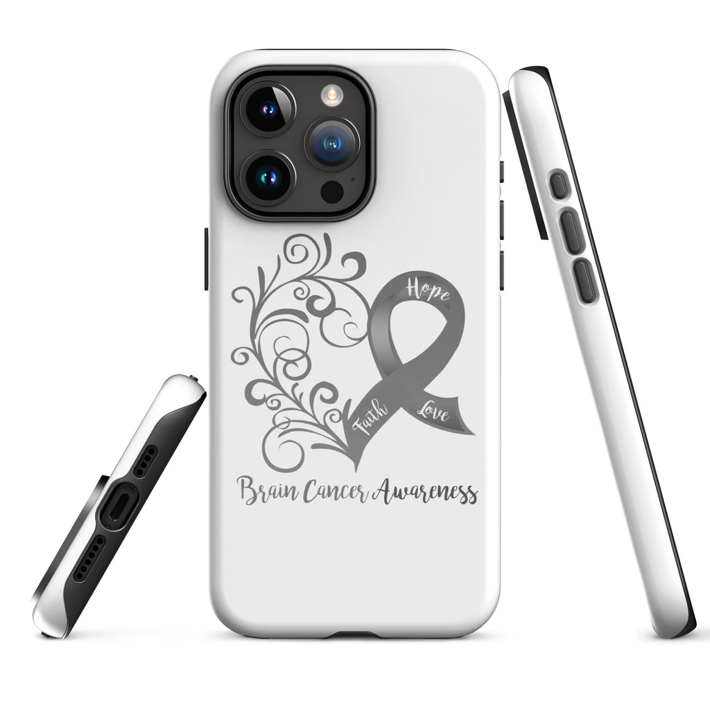 Brain Cancer Awareness Heart Tough Case for iPhone® (Several Models Available)(NON-RETURNABLE)