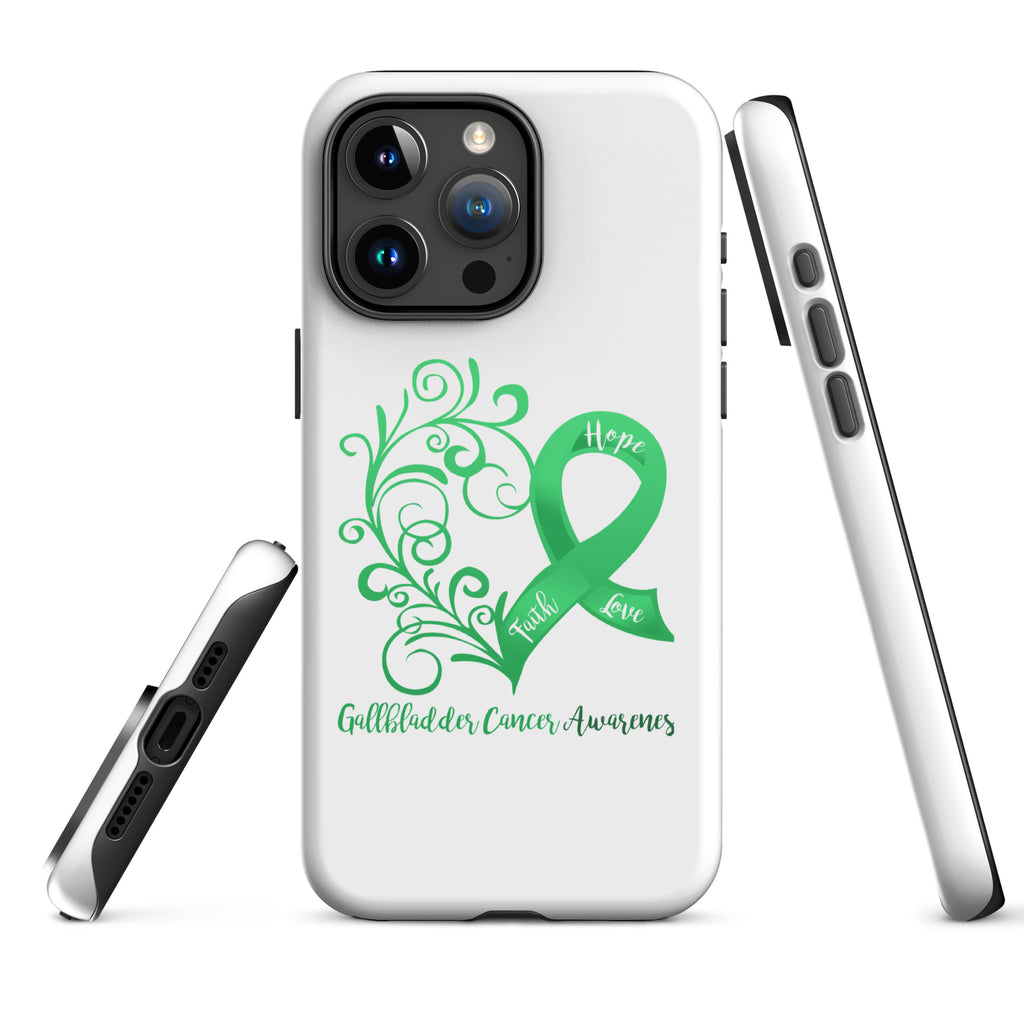 Gallbladder Cancer Awareness Heart Tough Case for iPhone® (Several Models Available)(NON-RETURNABLE)
