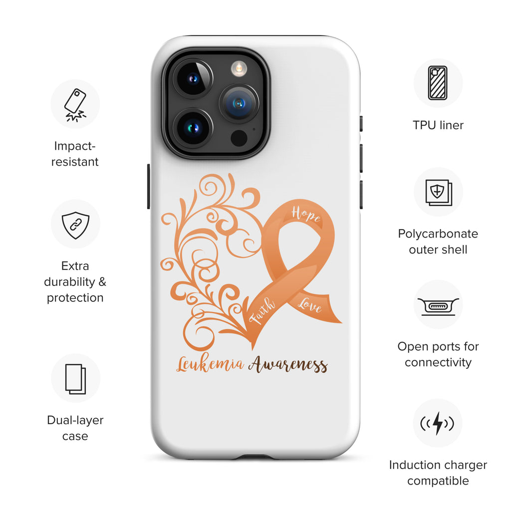 Leukemia Awareness Heart Tough Case for iPhone® (Several Models Available)(NON-RETURNABLE)