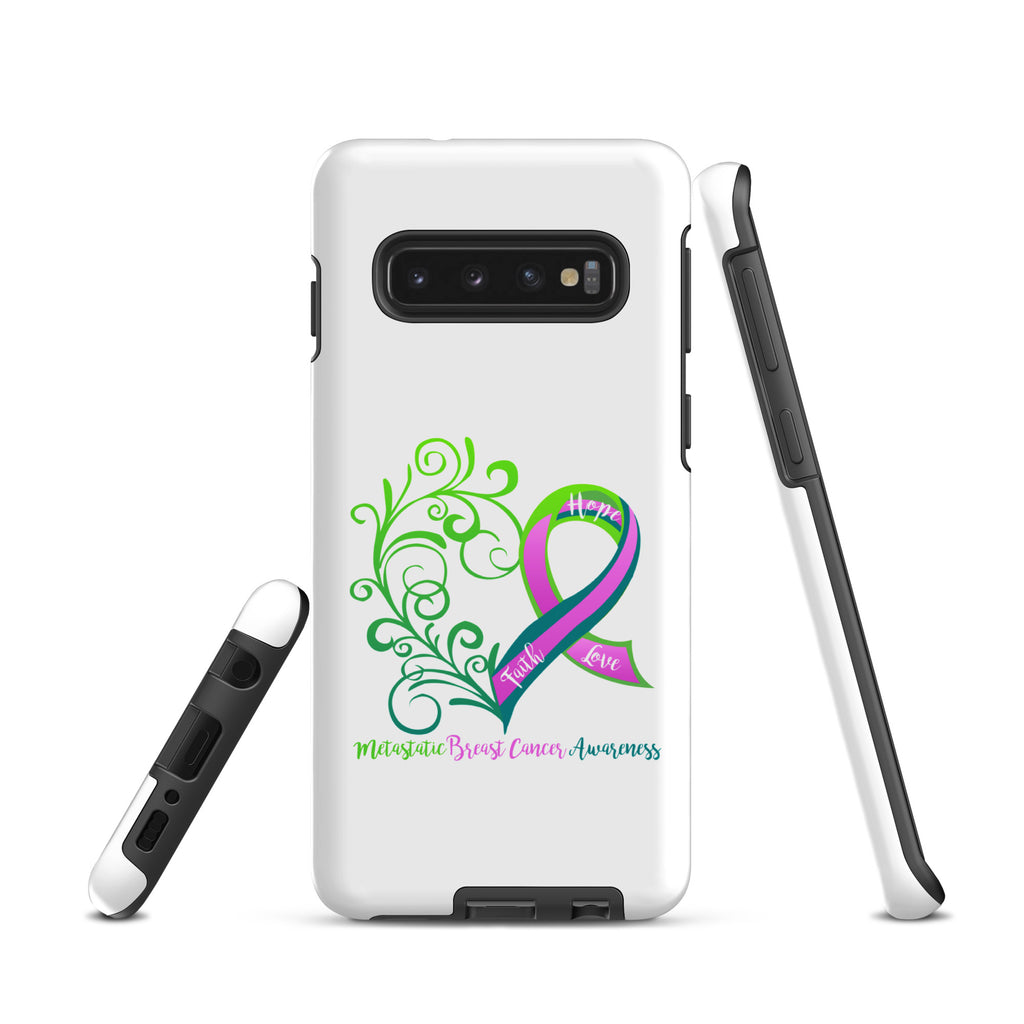 Metastatic Breast Cancer Awareness Heart Tough case for Samsung® (Several Models Available)(NON-RETURNABLE)