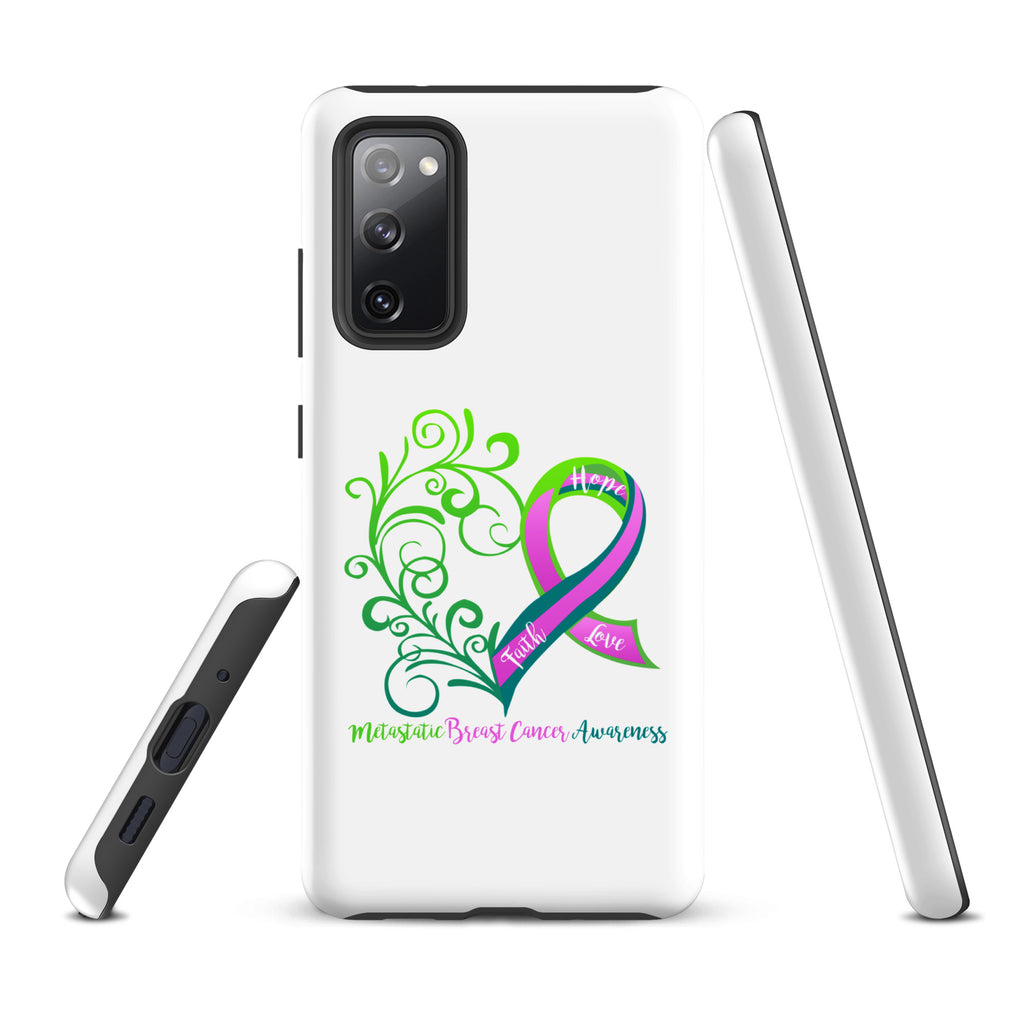 Metastatic Breast Cancer Awareness Heart Tough case for Samsung® (Several Models Available)(NON-RETURNABLE)