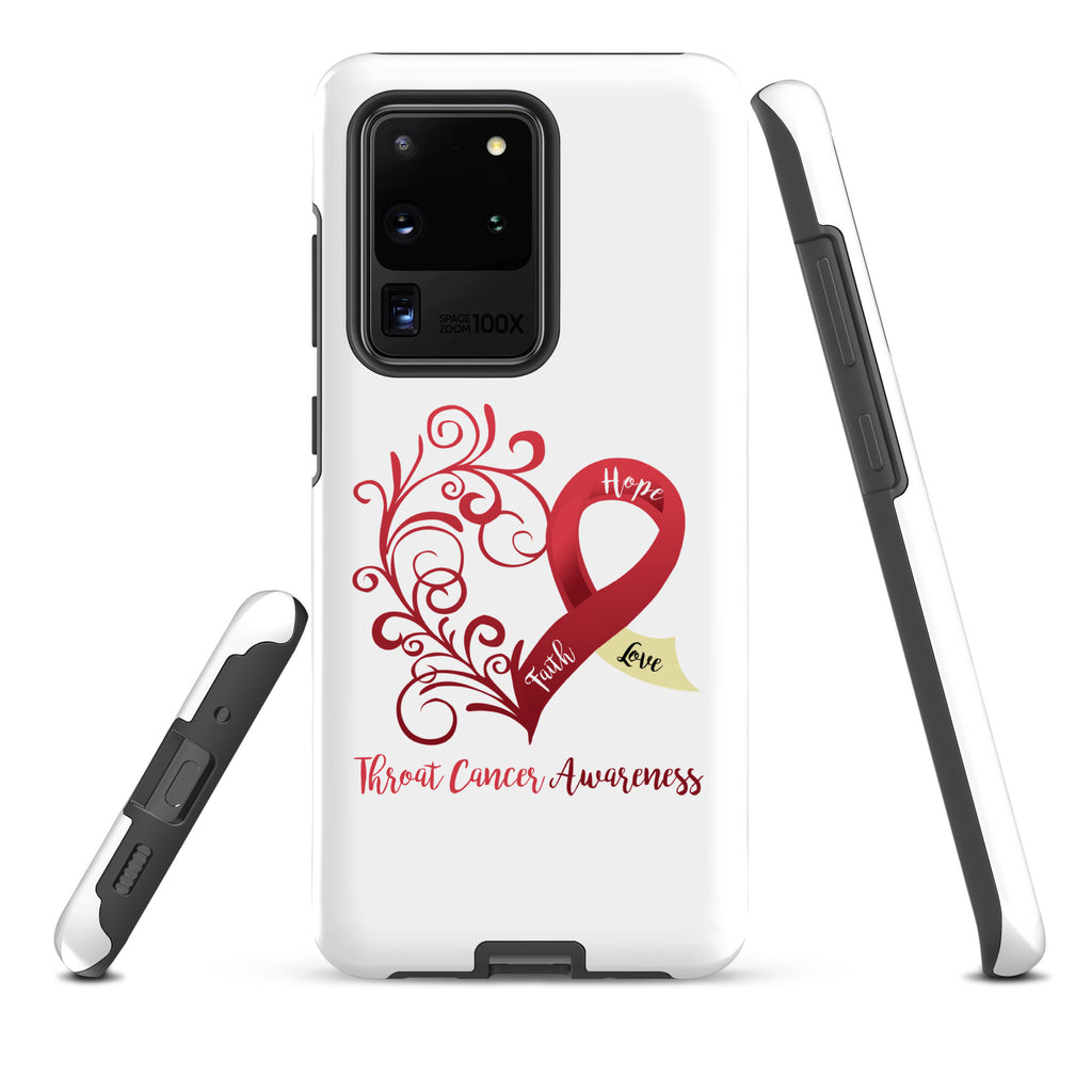 Throat Cancer Awareness Heart Tough case for Samsung® (Several Models Available)(NON-RETURNABLE)