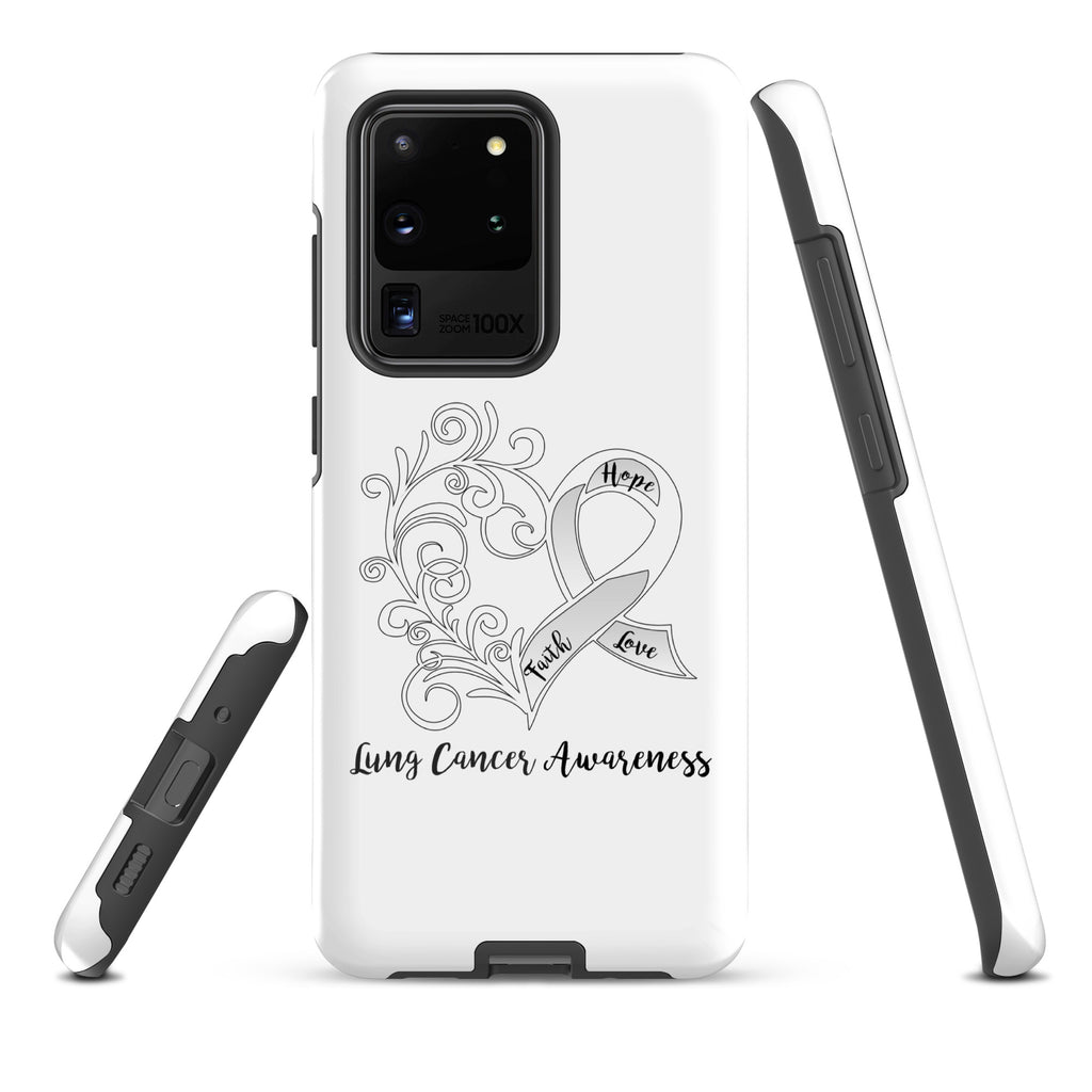 Lung Cancer Awareness Heart Tough case for Samsung® (Several Models Available)(NON-RETURNABLE)