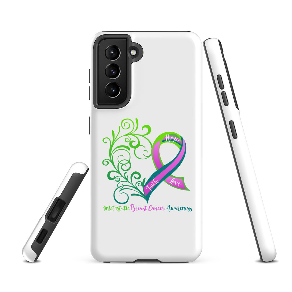 Metastatic Breast Cancer Awareness Heart Tough case for Samsung® (Several Models Available)(NON-RETURNABLE)