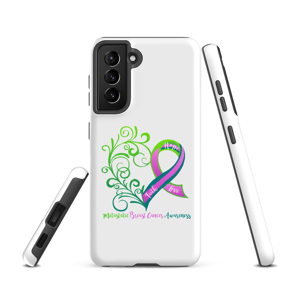 Metastatic Breast Cancer Awareness Heart Tough case for Samsung® (Several Models Available)(NON-RETURNABLE)