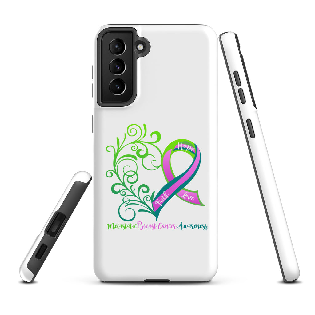 Metastatic Breast Cancer Awareness Heart Tough case for Samsung® (Several Models Available)(NON-RETURNABLE)