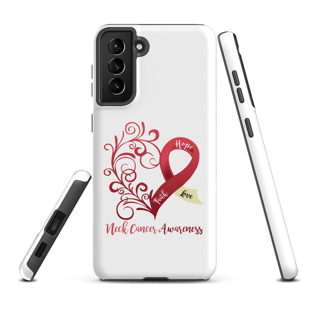 Neck Cancer Awareness Heart Tough case for Samsung® (Several Models Available)(NON-RETURNABLE)