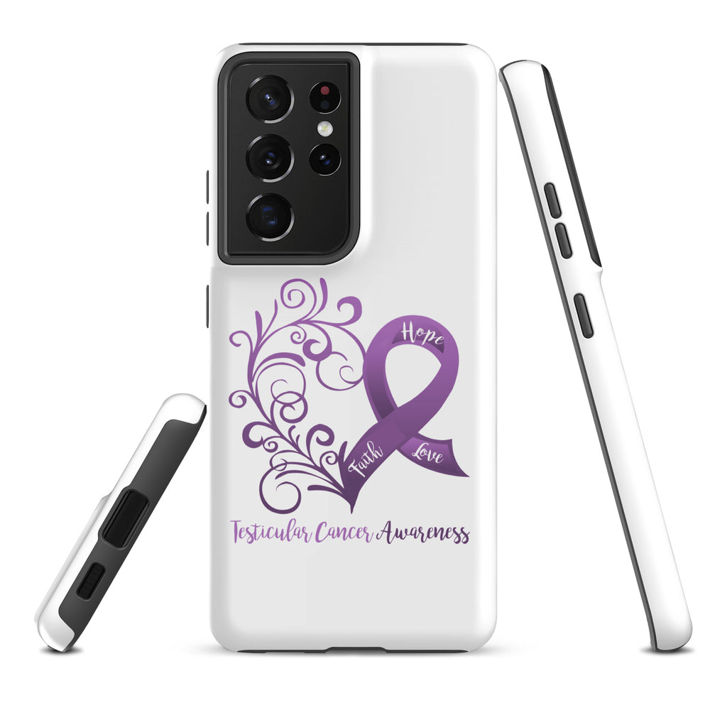 Testicular Cancer Awareness Heart Tough case for Samsung® (Several Models Available)(NON-RETURNABLE)