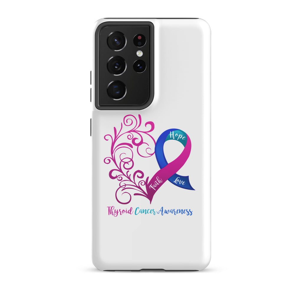 Thyroid Cancer Awareness Heart Tough case for Samsung® (Several Models Available)(NON-RETURNABLE)