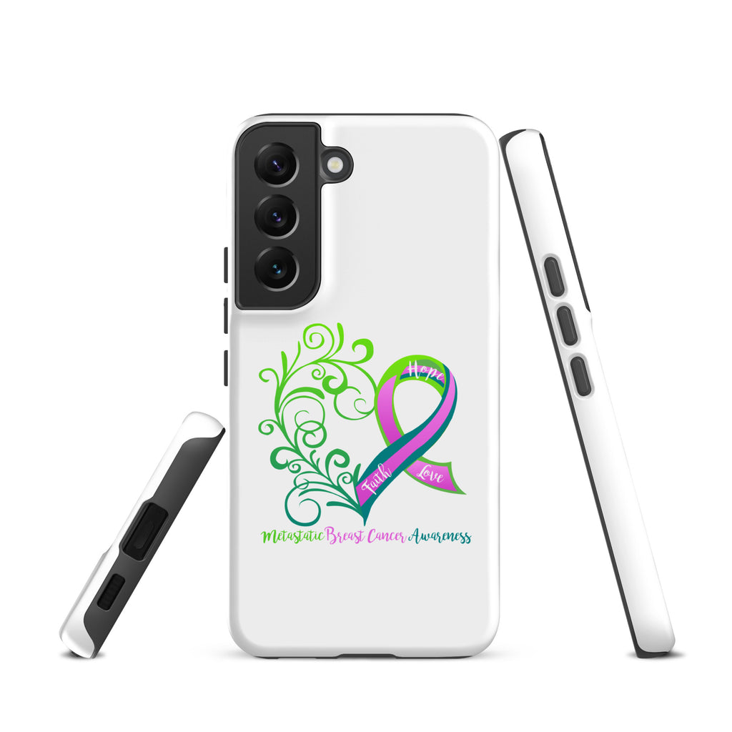 Metastatic Breast Cancer Awareness Heart Tough case for Samsung® (Several Models Available)(NON-RETURNABLE)