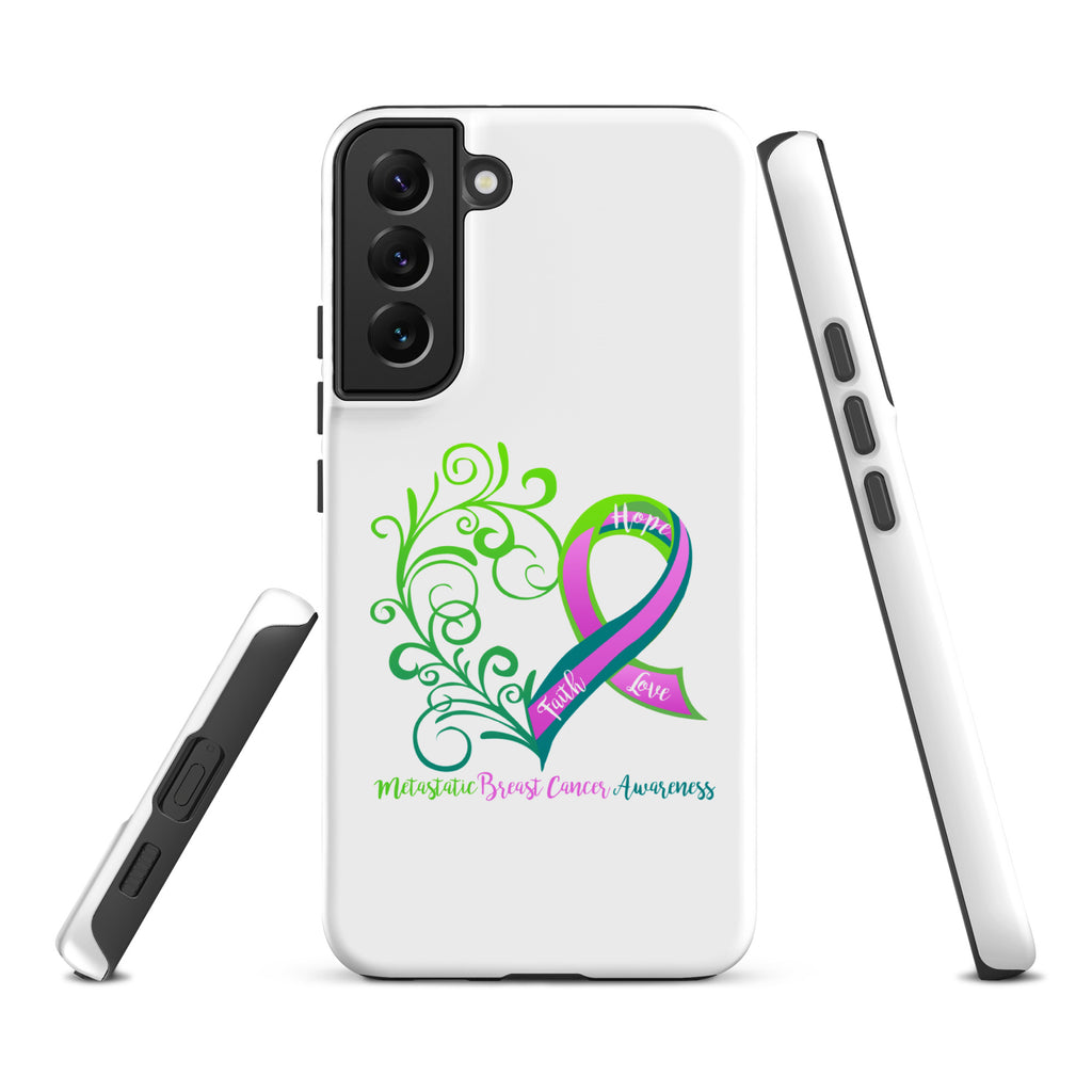 Metastatic Breast Cancer Awareness Heart Tough case for Samsung® (Several Models Available)(NON-RETURNABLE)