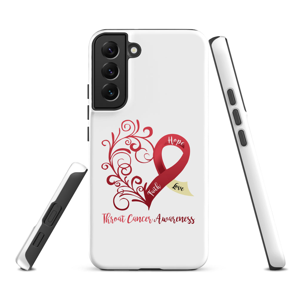 Throat Cancer Awareness Heart Tough case for Samsung® (Several Models Available)(NON-RETURNABLE)