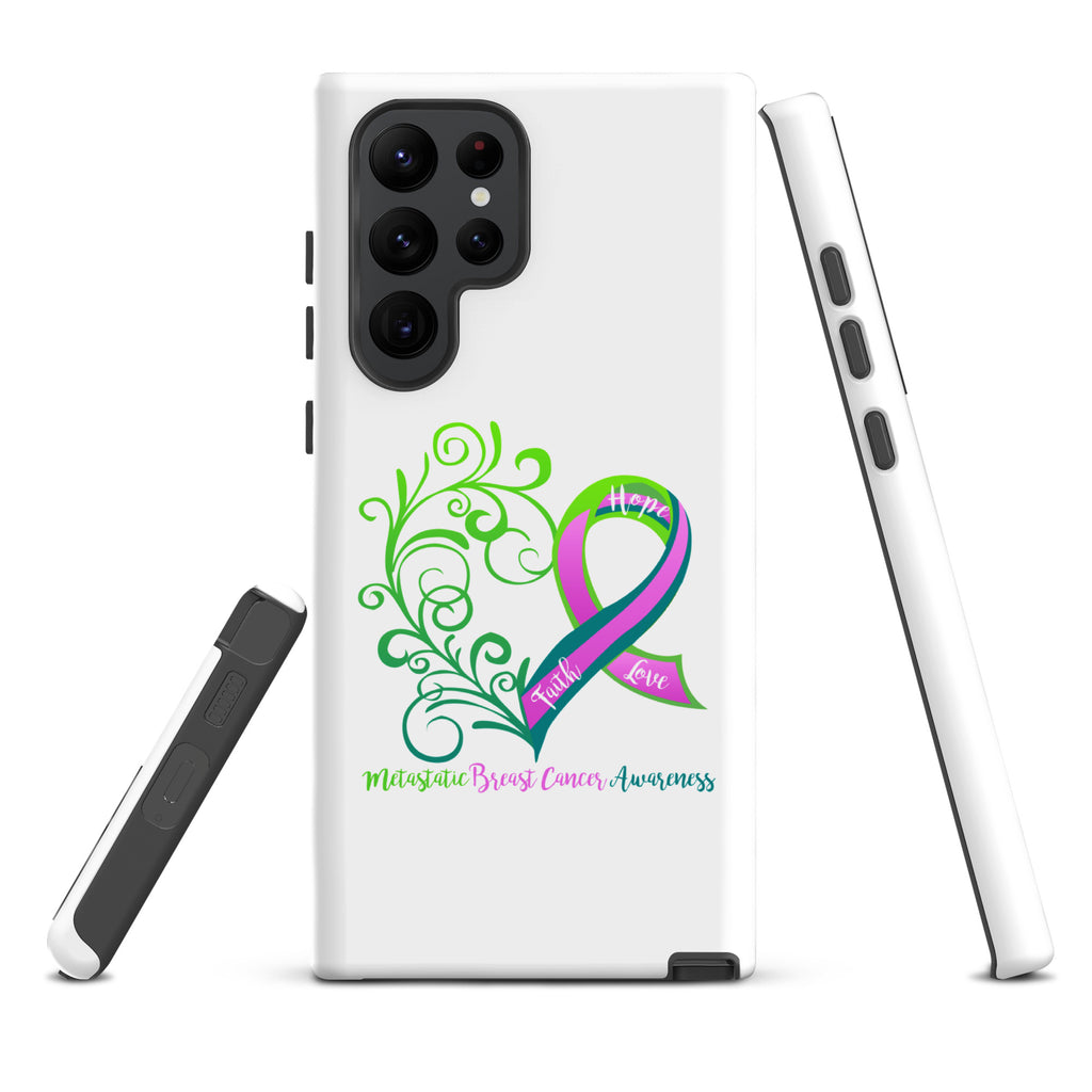 Metastatic Breast Cancer Awareness Heart Tough case for Samsung® (Several Models Available)(NON-RETURNABLE)