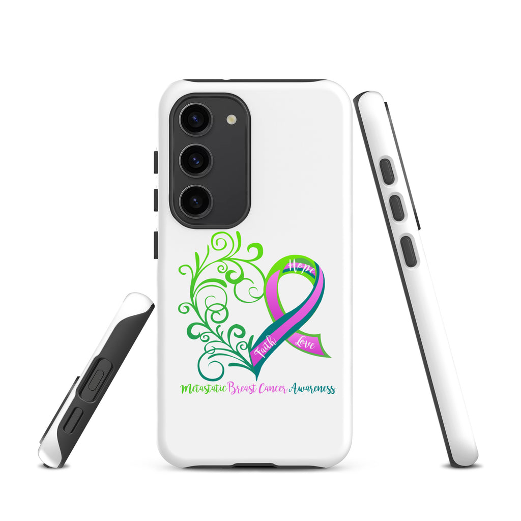 Metastatic Breast Cancer Awareness Heart Tough case for Samsung® (Several Models Available)(NON-RETURNABLE)