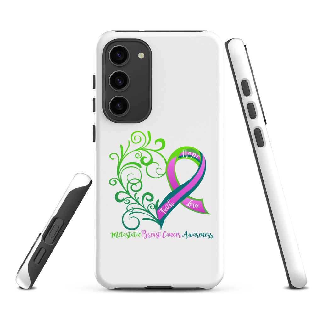 Metastatic Breast Cancer Awareness Heart Tough case for Samsung® (Several Models Available)(NON-RETURNABLE)