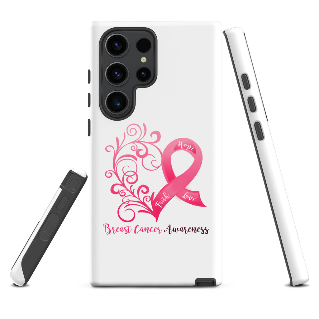 Breast Cancer Awareness Heart Tough case for Samsung® (Several Models Available)(NON-RETURNABLE)
