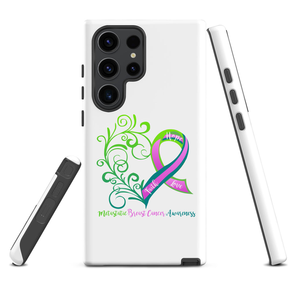 Metastatic Breast Cancer Awareness Heart Tough case for Samsung® (Several Models Available)(NON-RETURNABLE)