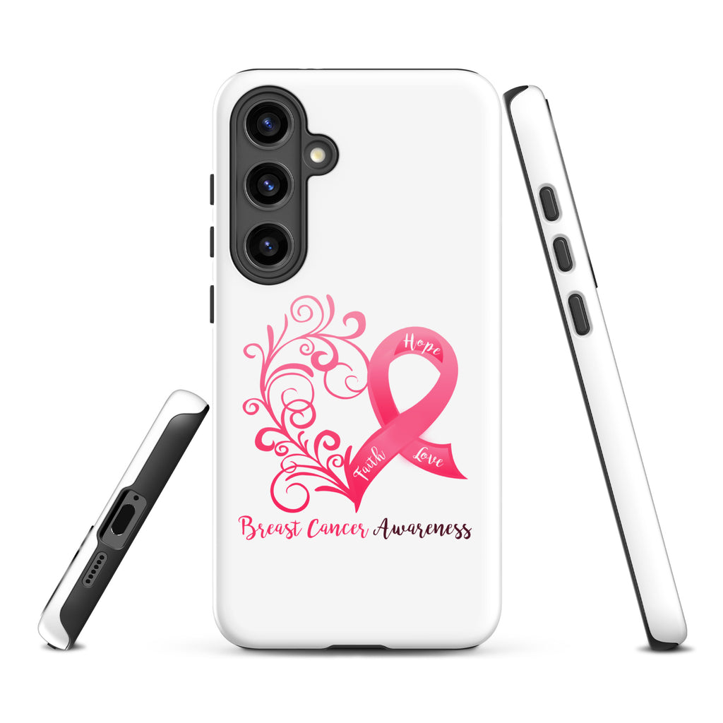 Breast Cancer Awareness Heart Tough case for Samsung® (Several Models Available)(NON-RETURNABLE)