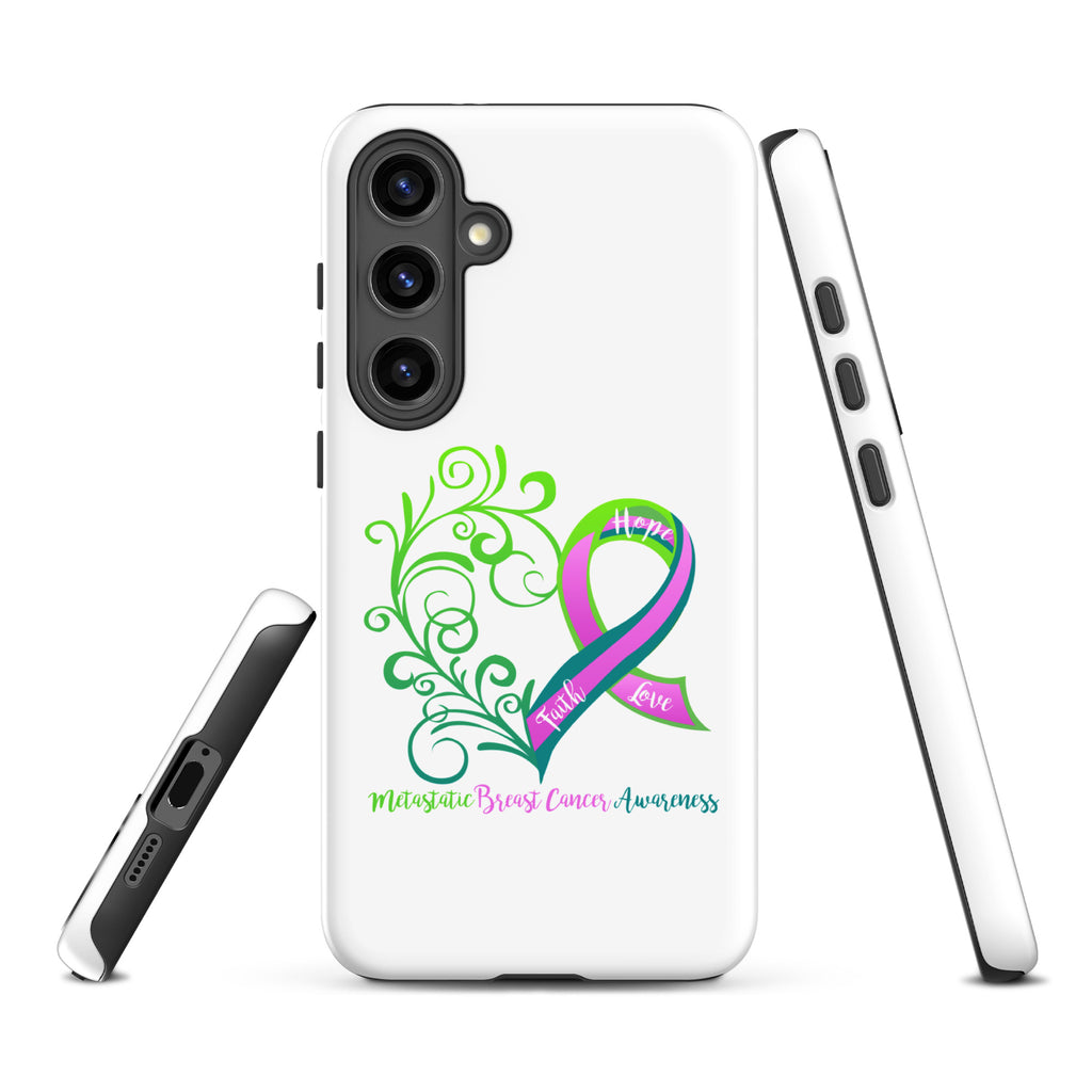 Metastatic Breast Cancer Awareness Heart Tough case for Samsung® (Several Models Available)(NON-RETURNABLE)