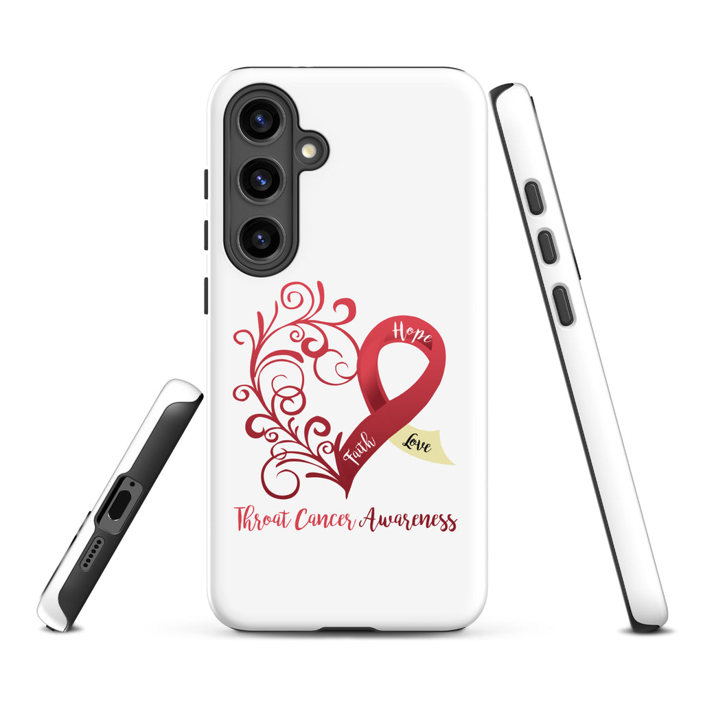 Throat Cancer Awareness Heart Tough case for Samsung® (Several Models Available)(NON-RETURNABLE)