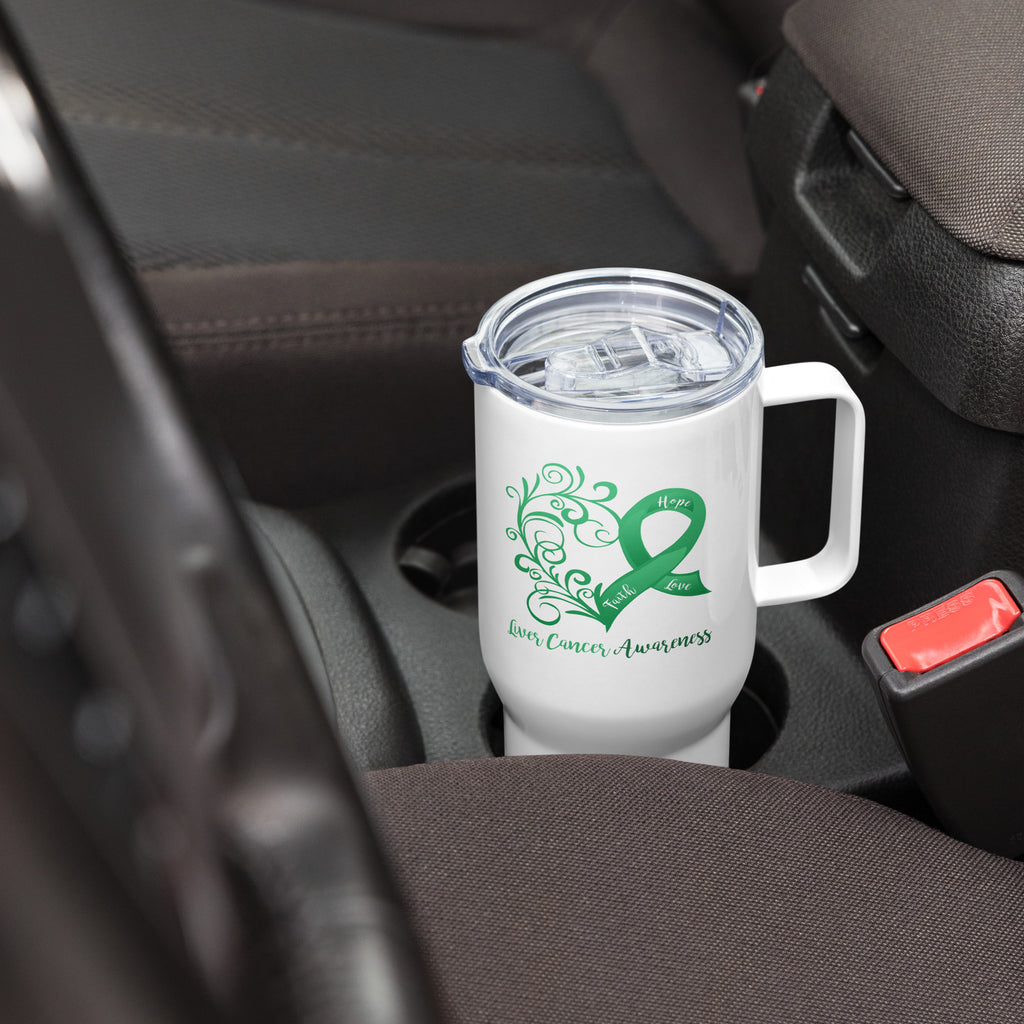 Liver Cancer Awareness Travel mug with a handle