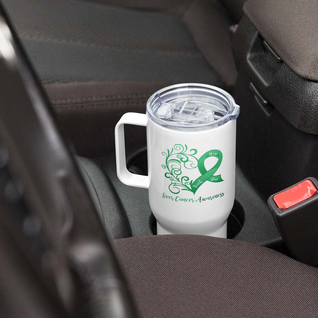 Liver Cancer Awareness Travel mug with a handle