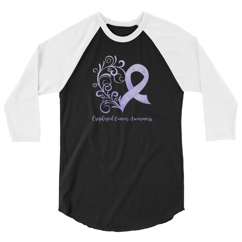 Esophageal Cancer Awareness Heart 3/4 Sleeve Raglan Shirt
