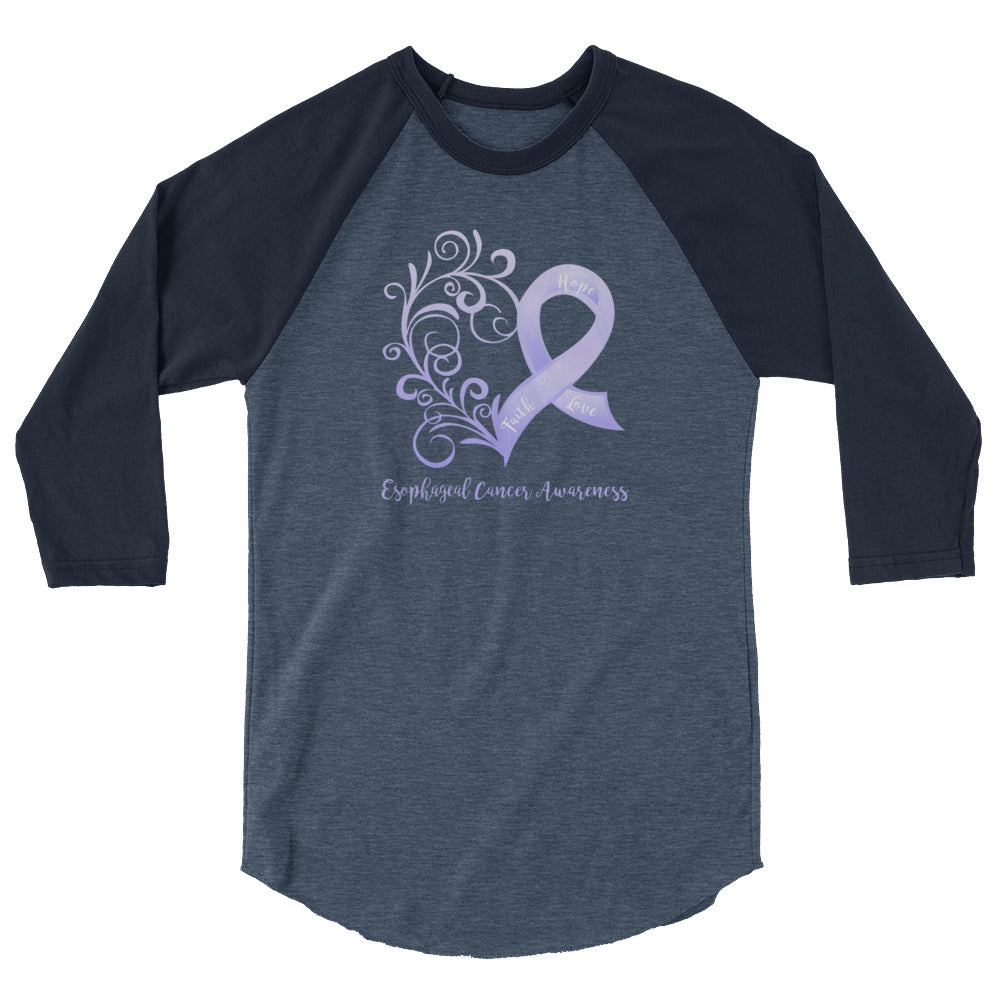 Esophageal Cancer Awareness Heart 3/4 Sleeve Raglan Shirt