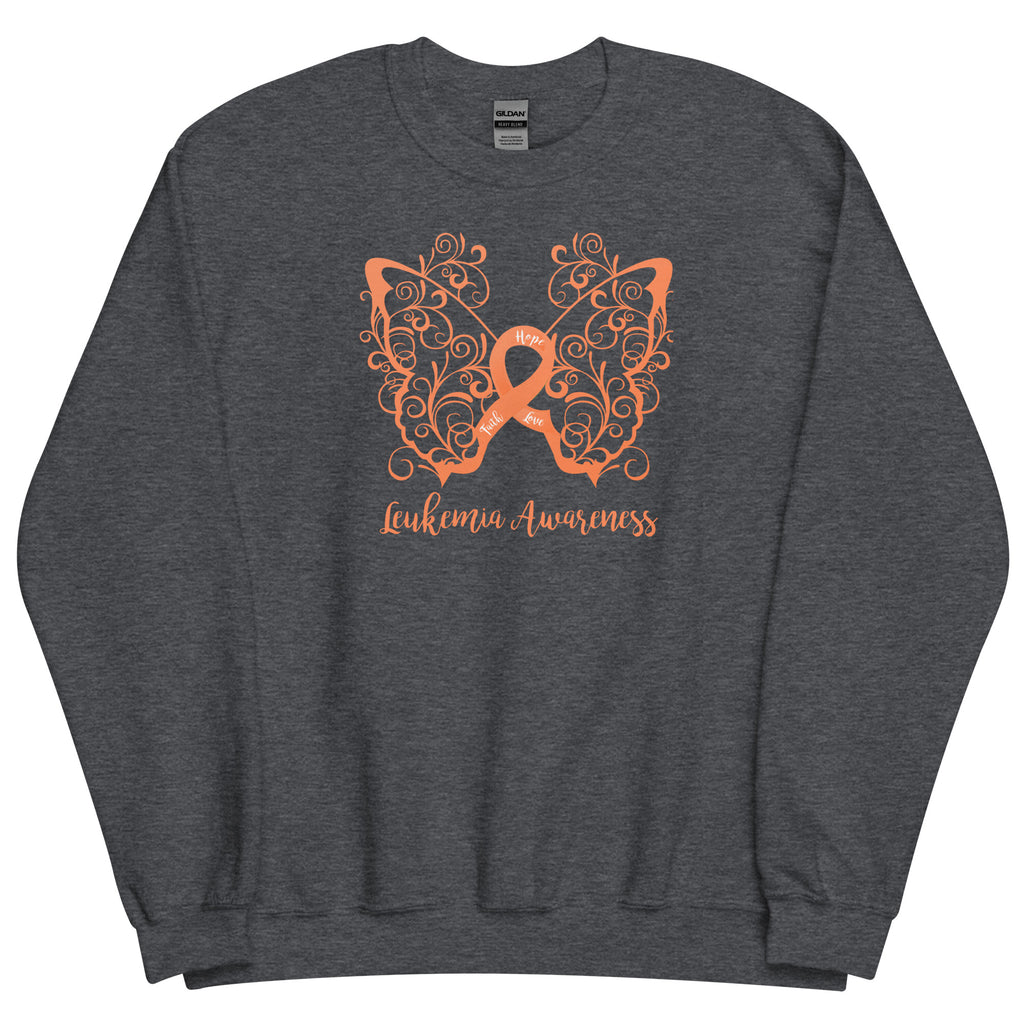 Leukemia Awareness Filigree Butterfly Sweatshirt (Several Colors Available)